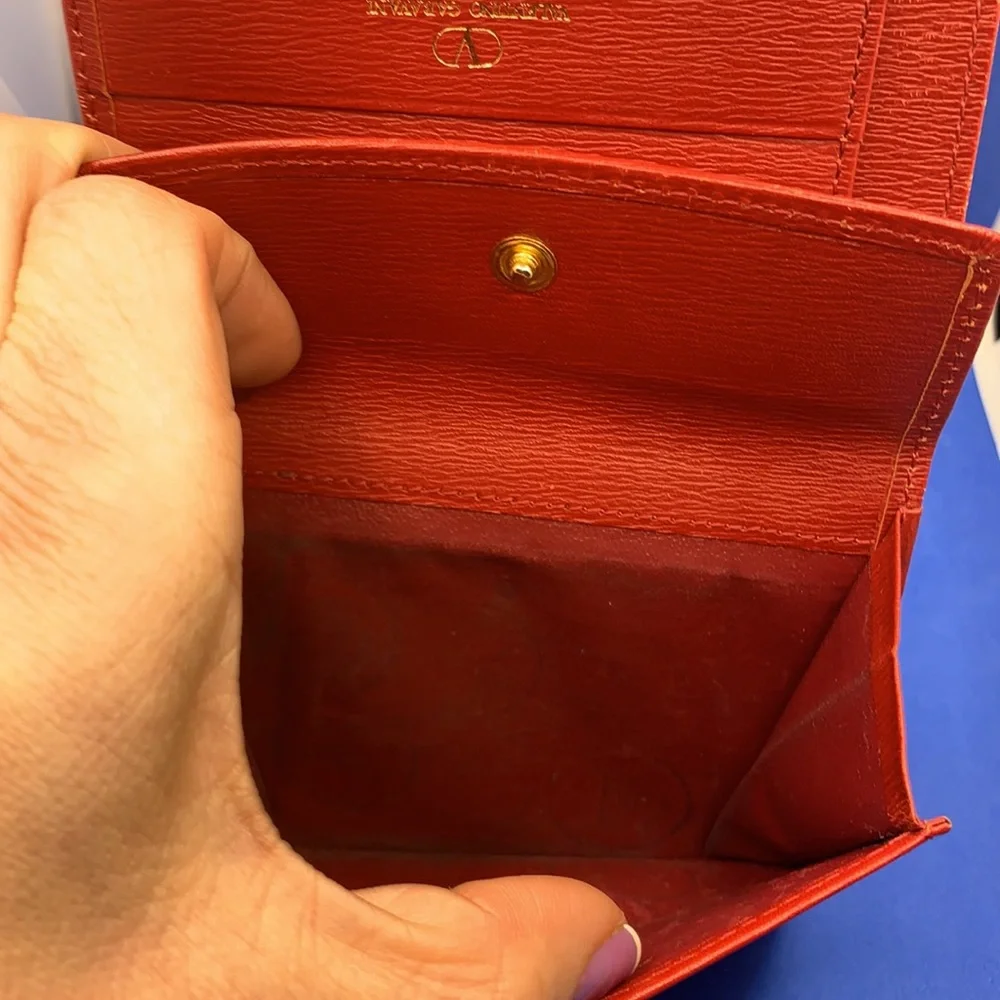 Valentino Garavani blood RED Leather‎ Long Bifold